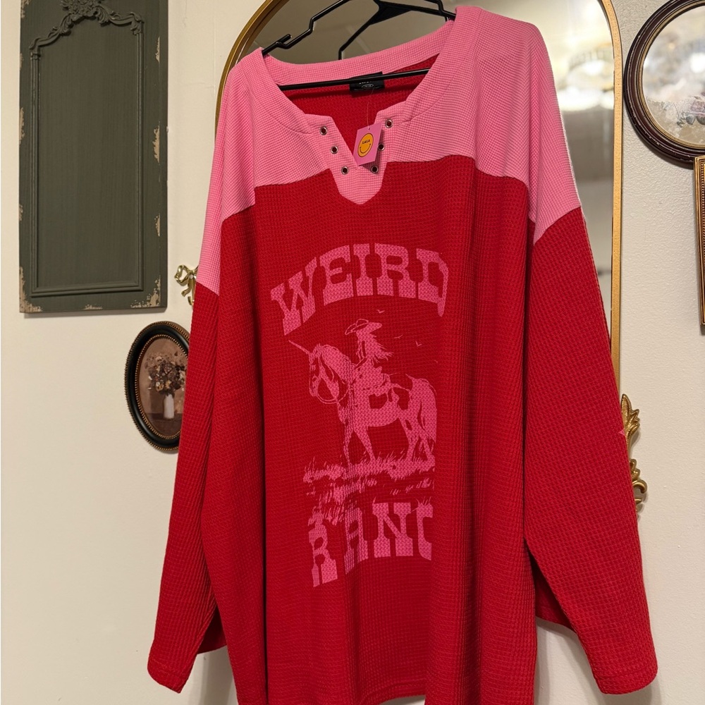 Dressed in LALA Red and Pink Graphic Top